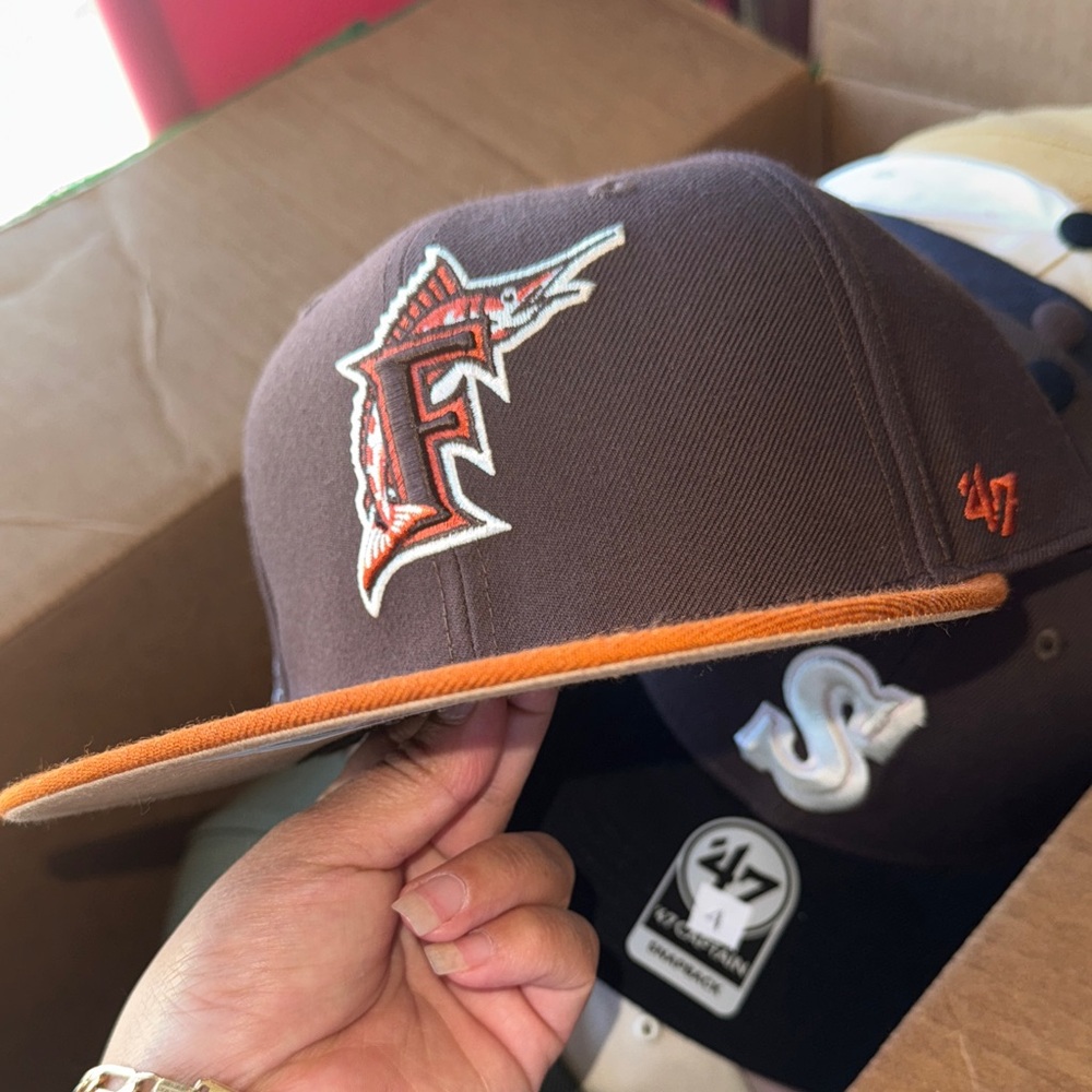 47 Brand Brown Cap with Orange Details